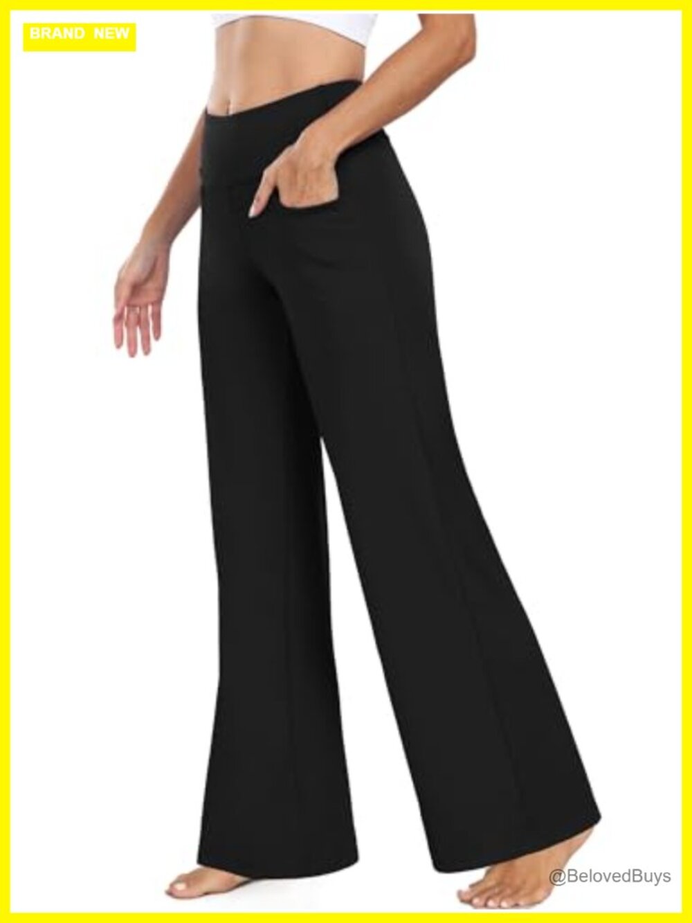 High Waist Wide Leg Yoga Pants with Pockets Stretch Dress Casual Sweatpants